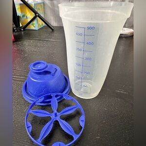 3 pc Set VTG Tupperware Quick Shake Gravy Shaker Mixer Blender 844 Blue 16oz